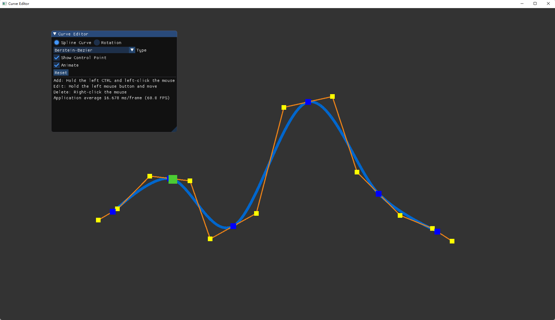 [Computer Animation / C++] Curve Editor